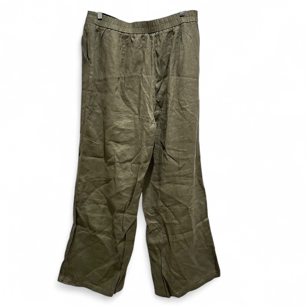 Grae Cove 100% Linen Thalia Button Fly Wide Leg‎ Palazzo Pants XL Green NWT - Picture 3 of 11
